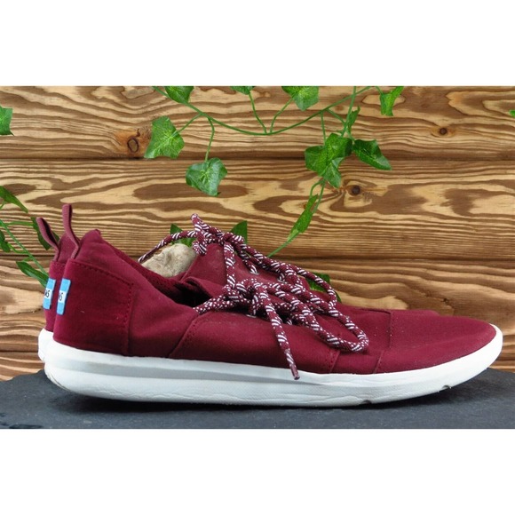 Toms Women Sz 11 M Burgundy Lace Up Running Fabric Shoe - Picture 4 of 7